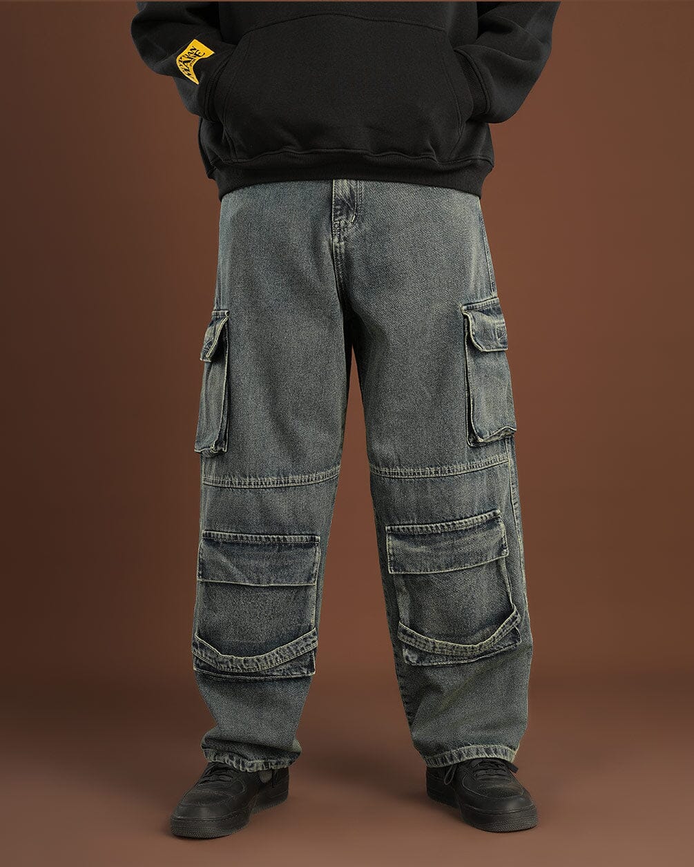 Grey Washed Multi-Pocket Cargo Jeans Jeans IN YOUR SHOE 36