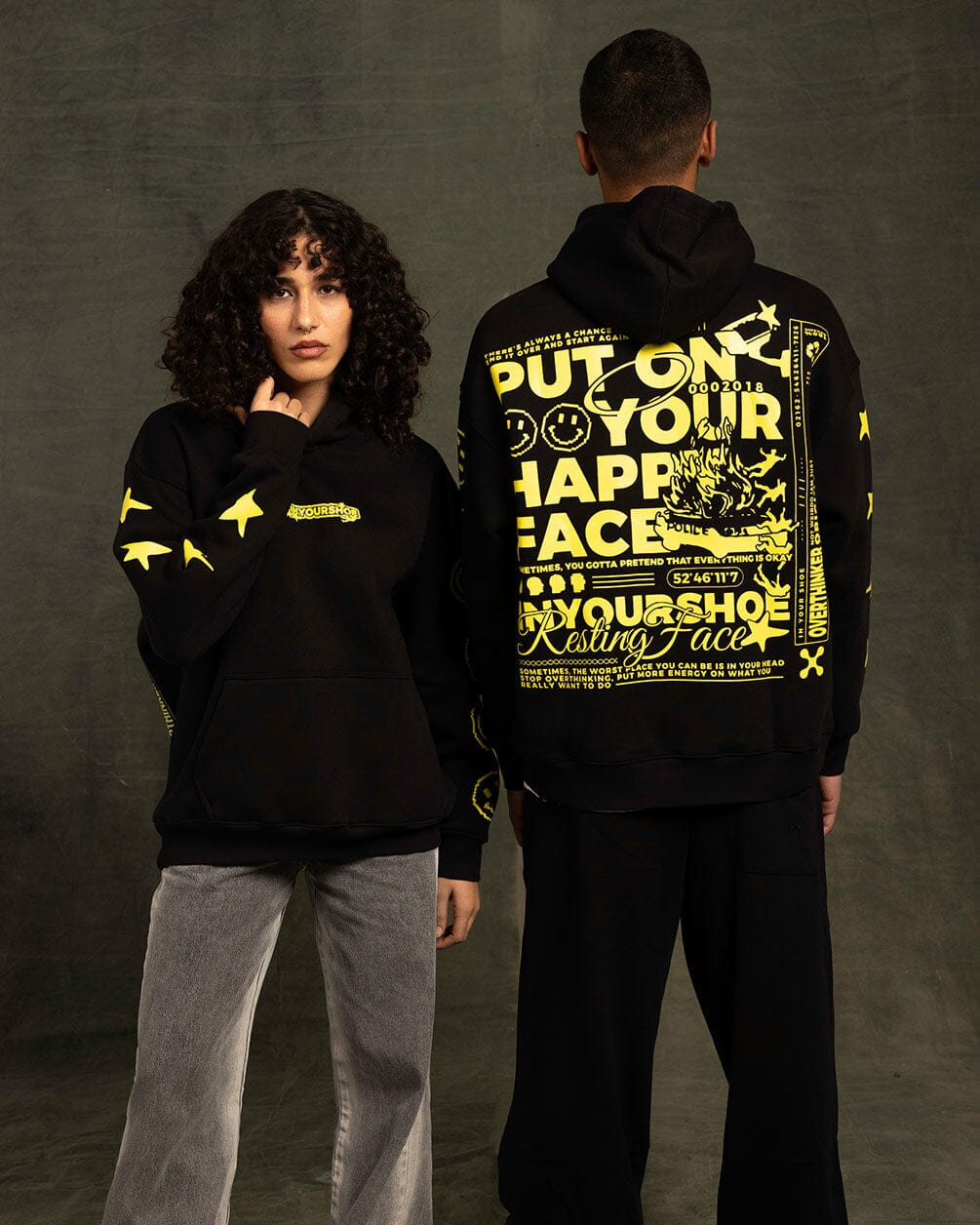 Happy Face Hoodie Printed Hoodies IN YOUR SHOE S Yellow
