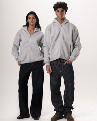 Heather Grey Basic Boxy Zip-Up Hoodie Zip Up Hoodies IN YOUR SHOE S