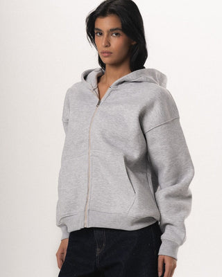 Heather Grey Basic Boxy Zip-Up Hoodie Zip Up Hoodies IN YOUR SHOE