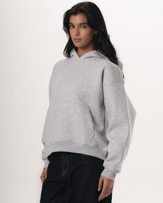 Heather Grey Basic Heavy Boxy Hoodie Plain Hoodies IN YOUR SHOE
