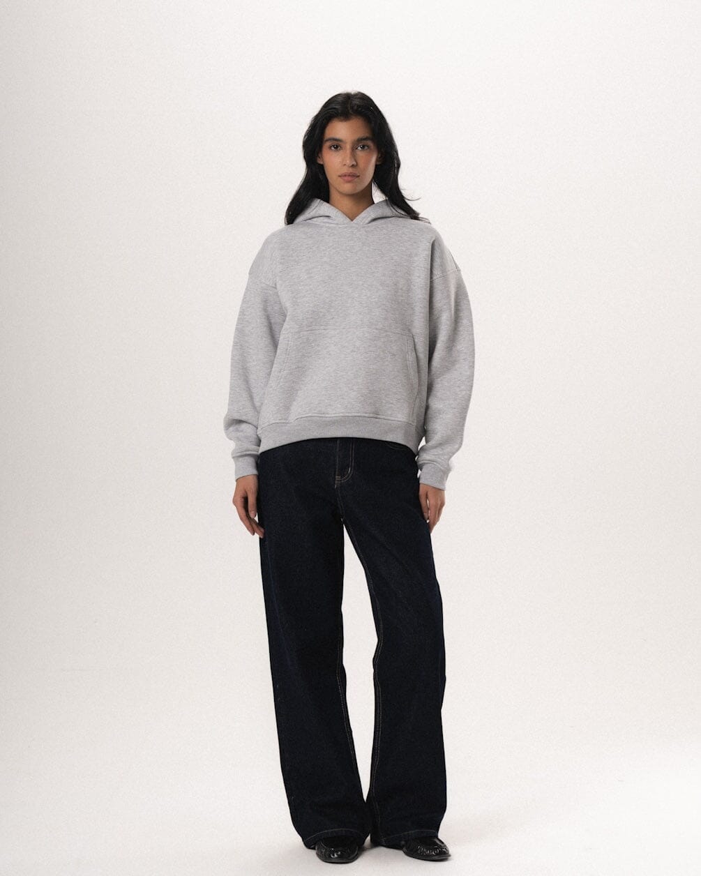 Heather Grey Basic Heavy Boxy Hoodie Plain Hoodies IN YOUR SHOE M