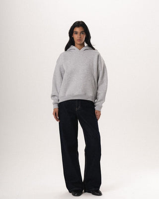Heather Grey Basic Heavy Boxy Hoodie Plain Hoodies IN YOUR SHOE M