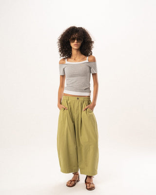 Heather Grey Off Shoulder Double Layered Top Tops IN YOUR SHOE M