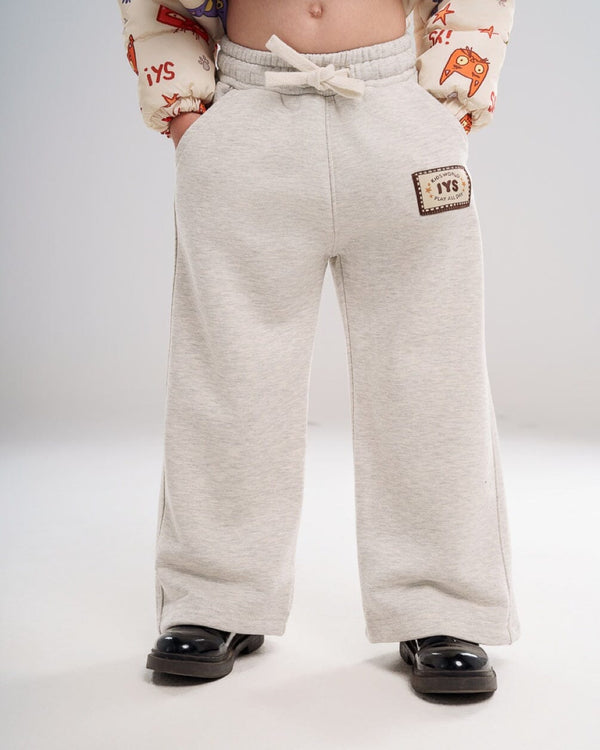 Heather Grey Wide Leg Kids Sweatpants