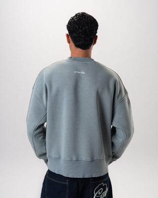 Indigo Boxy Washed Crewneck Acid Washed Crewnecks IN YOUR SHOE