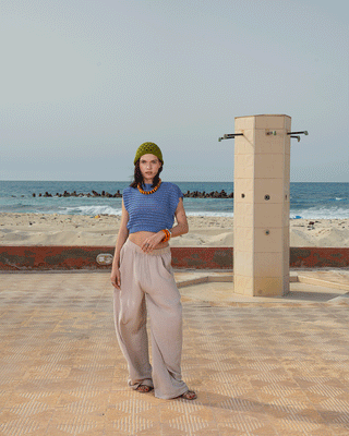 Indigo Crochet Cropped Top Half Sleeve Tops IN YOUR SHOE