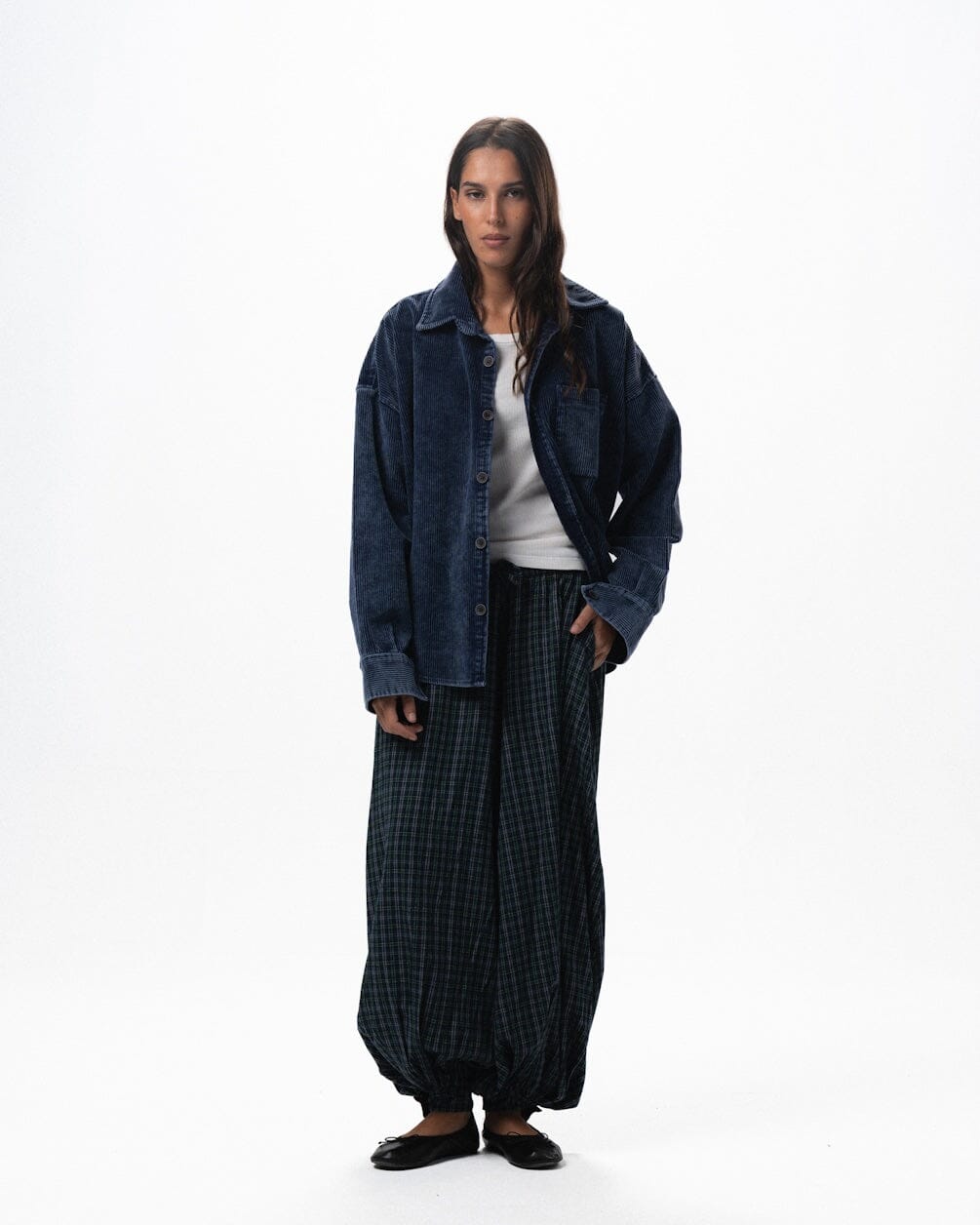 Indigo Oversized Washed Corduroy Shirt Corduroy Shirts IN YOUR SHOE