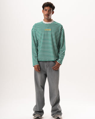 Green Striped Long Sleeve Boxy Tee