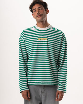 Green Striped Long Sleeve Boxy Tee