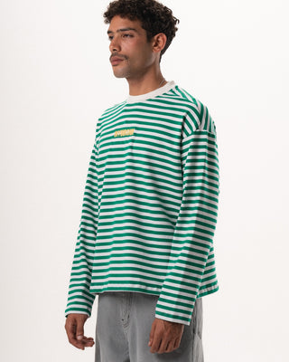 Green Striped Long Sleeve Boxy Tee