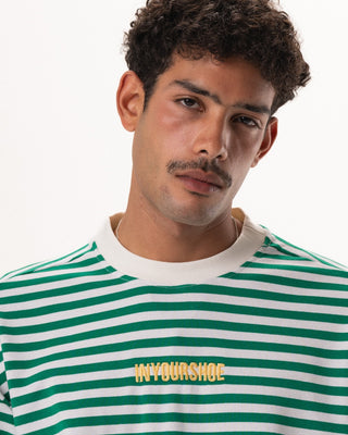 Green Striped Long Sleeve Boxy Tee