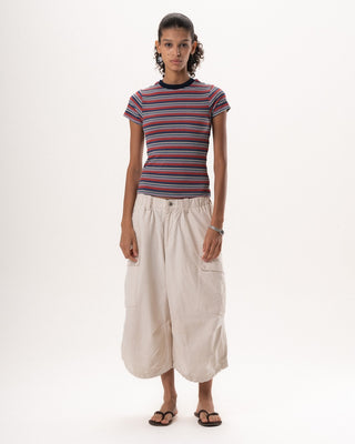 Red & Navy Striped Short Sleeve Top