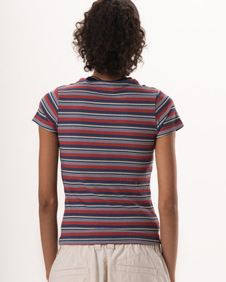 Red & Navy Striped Short Sleeve Top