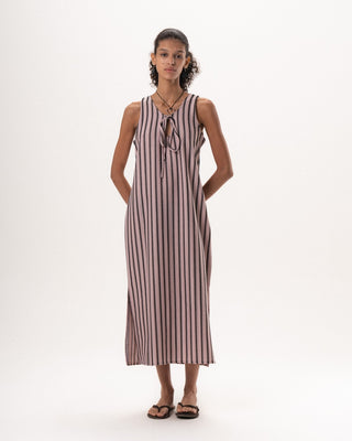 Female Pink Vertical Striped Knit Dress