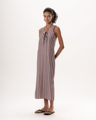 Female Pink Vertical Striped Knit Dress