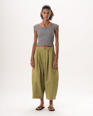 Light Grey Stripped Square Neck Top