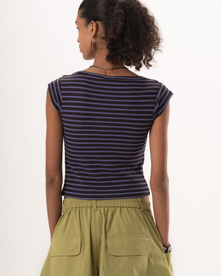 Brown Stripped Square Neck Top