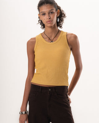 Yellow Ribbed Tank Top