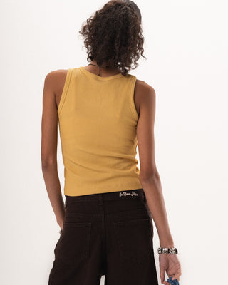 Yellow Ribbed Tank Top
