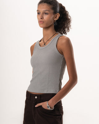 Grey Ribbed Tank Top