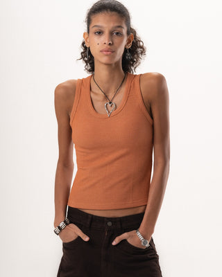 Orange Ribbed Tank Top