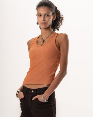 Orange Ribbed Tank Top