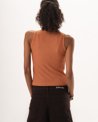 Orange Ribbed Tank Top