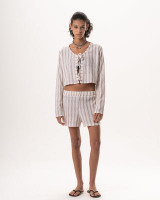 Female Pink Striped Knit Set