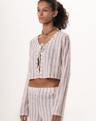 Female Pink Striped Knit Set