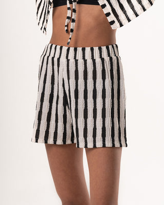 Female Black Striped Knit Set