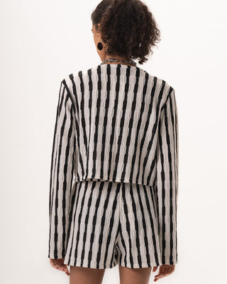Female Black Striped Knit Set