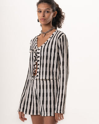 Female Black Striped Knit Set