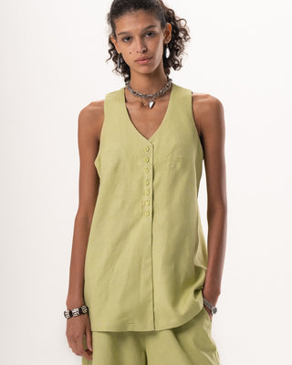 Female Green Oversized Linen Set