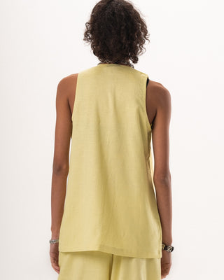 Female Butter Yellow Oversized Linen Set