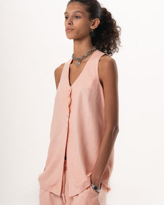 Female Pink Oversized Linen Set