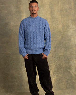 Jean Blue Cable Knit Sweater Cable Knit Sweater IN YOUR SHOE
