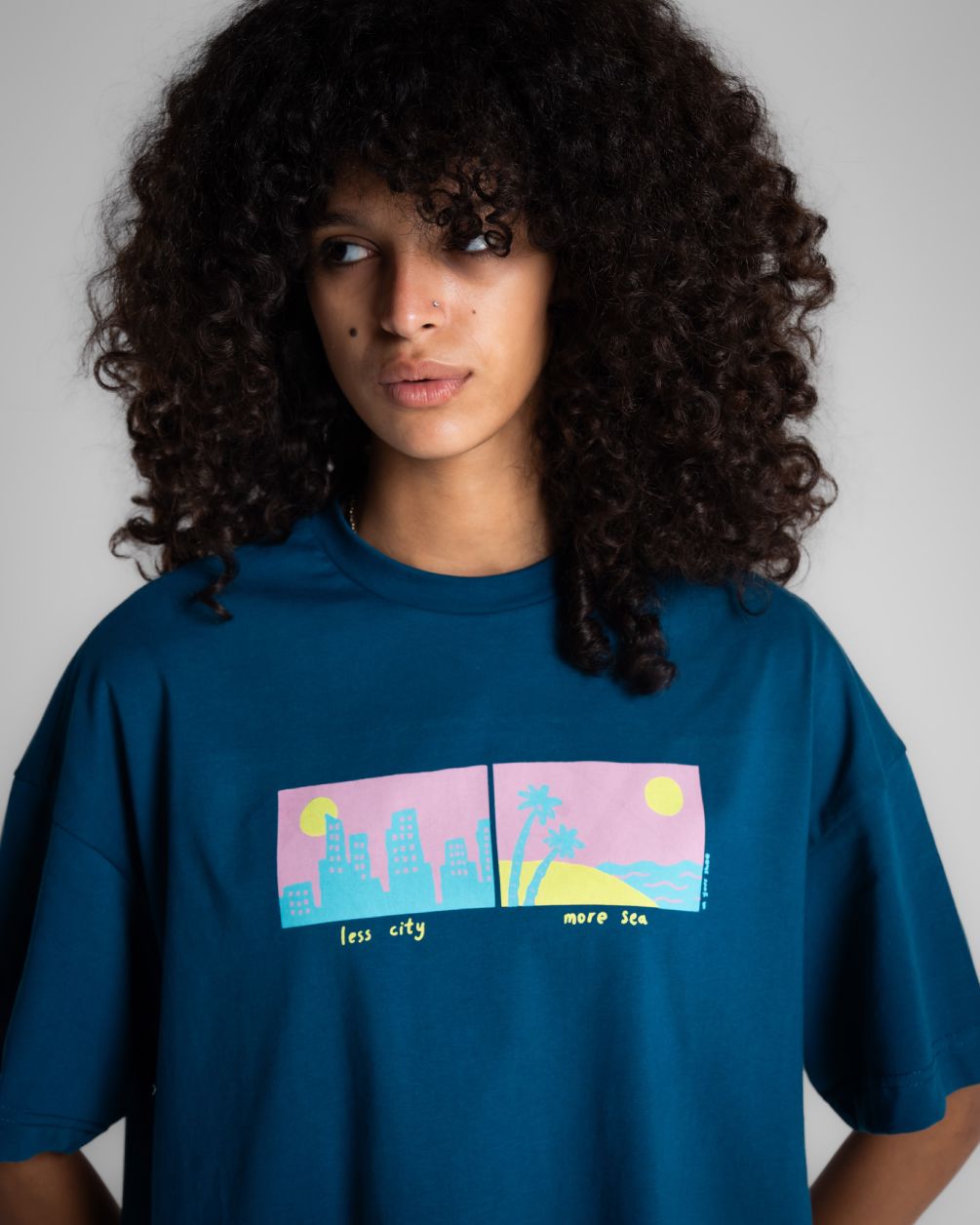 Less City More Sea Oversized Tee Printed Oversized Tees IN YOUR SHOE M