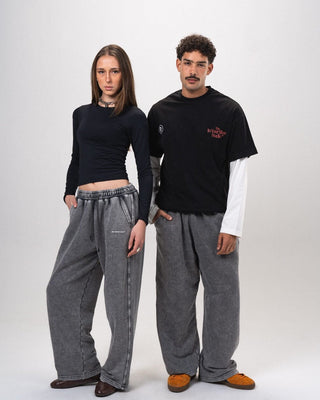 Light Grey Washed Wide Leg Swants Swants IN YOUR SHOE S