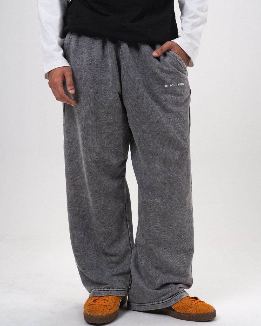 Light Grey Washed Wide Leg Swants Swants IN YOUR SHOE XL