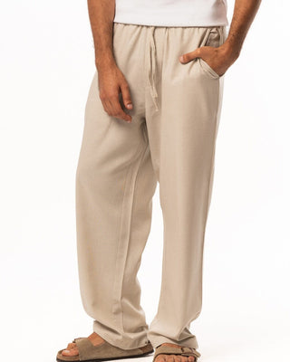 Male Beige Linen Wide Leg Pants Pants IN YOUR SHOE