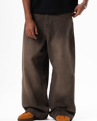 Male Beige Washed Oversized Baggy Jeans Jeans IN YOUR SHOE 32