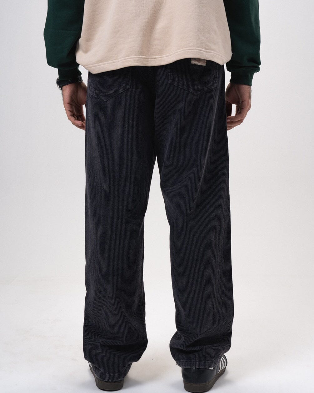 Male Black Corduroy Washed Loose Fit Pants Pants IN YOUR SHOE 32