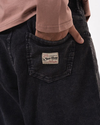 Male Black Corduroy Washed Wide Leg Jorts Jorts IN YOUR SHOE