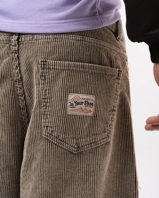 Male Brown Corduroy Washed Wide Leg Jorts Jorts IN YOUR SHOE