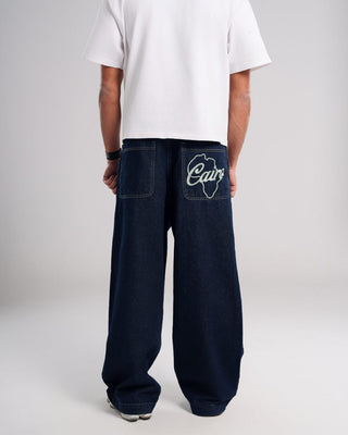 Male Dark Blue Huge Back Pocket Balloon Super Loose Jeans Jeans IN YOUR SHOE 32