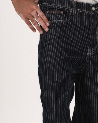 Male Dark Blue Striped Loose Fit Jeans Jeans IN YOUR SHOE 38