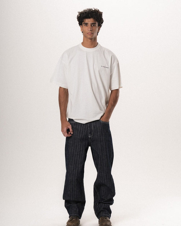 Male Dark Blue Striped Loose Fit Jeans
