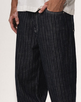 Male Dark Blue Striped Loose Fit Jeans Jeans IN YOUR SHOE