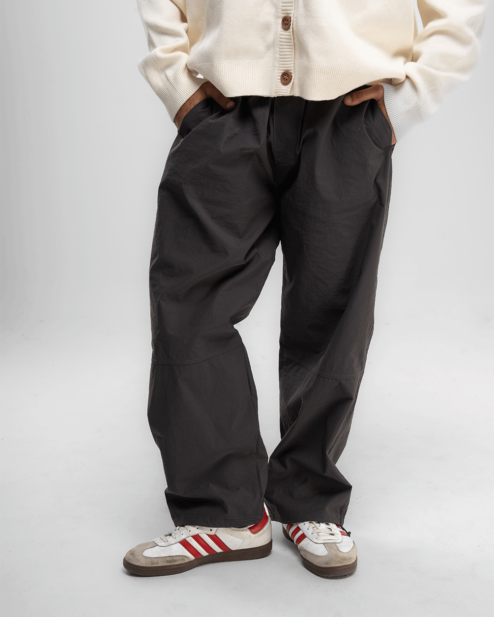 Male Dark Grey Loose Parachute Pants Pants IN YOUR SHOE S